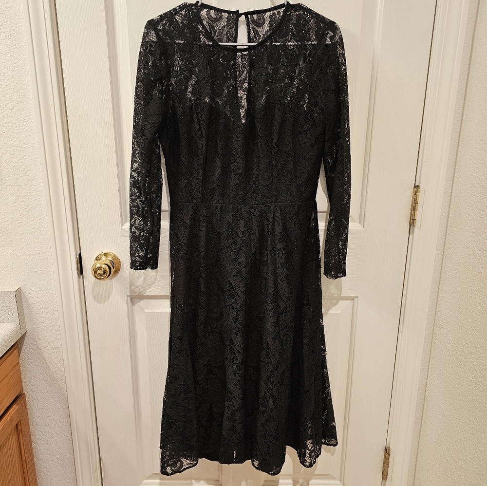 Asos black lace midi dress